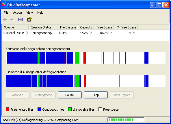 Disk Defragmenter Compacting