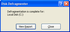 Disk Defragmenter Complete